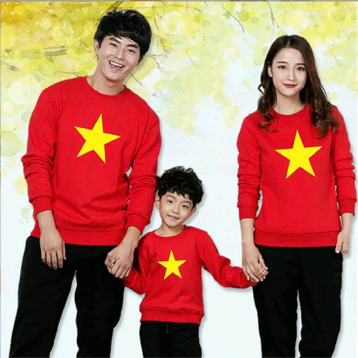 áo nỉ tay dài in hình cờ đỏ sao vàng