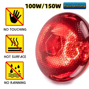 100W/150W Lampu Pemanas Infrared / Penghangat Anak Ayam, Babi, Sapi, Kambing, Anjing, Kucing & Hewan Peliharaan Lain Cocok untuk Peternakan & Perawatan Musim Dingin