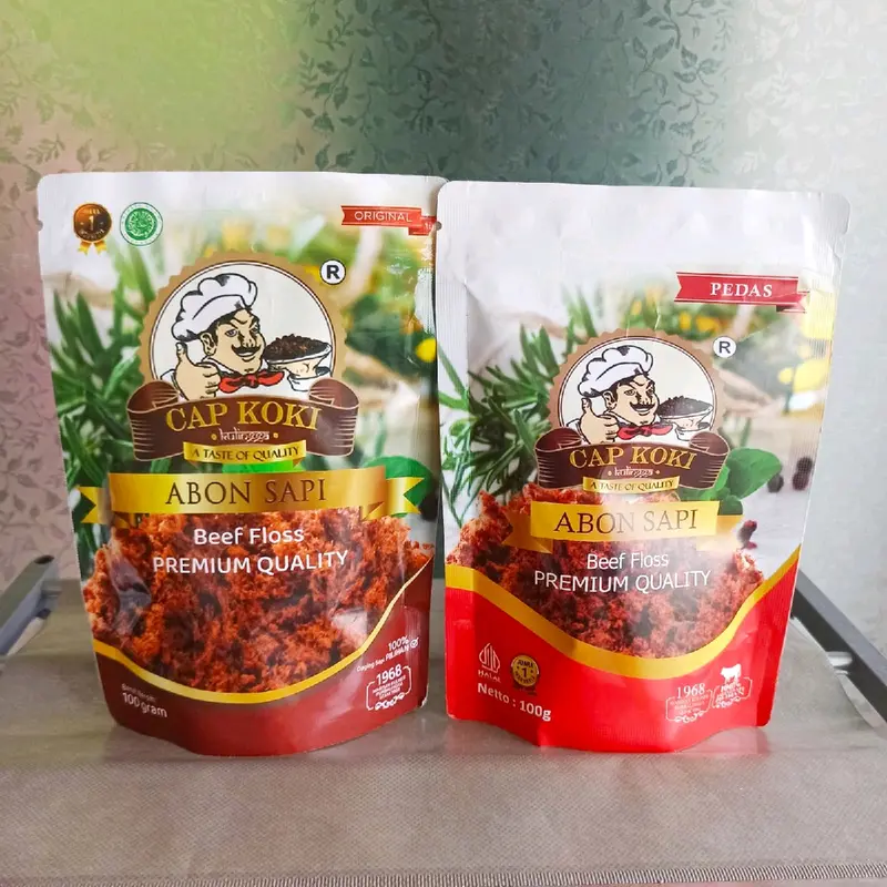 Abon Sapi Premium Beef Floss Kemasan Standing Pouch 100 Gram Crispy Crunchy Enak Original Pedas Food 3