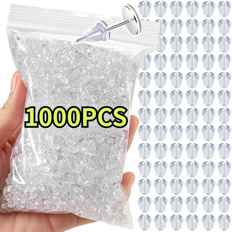 Phích Cắm Nút Chặn Tai Đầu Silicon Trong Suốt, 1000 Chiếc, Phát Hiện Bông Tai Tự Làm, Nút Chặn Chống Rơi, Đinh Tán Tai, Phụ Kiện Đinh Tán Tai, Hàng Mới Về VN