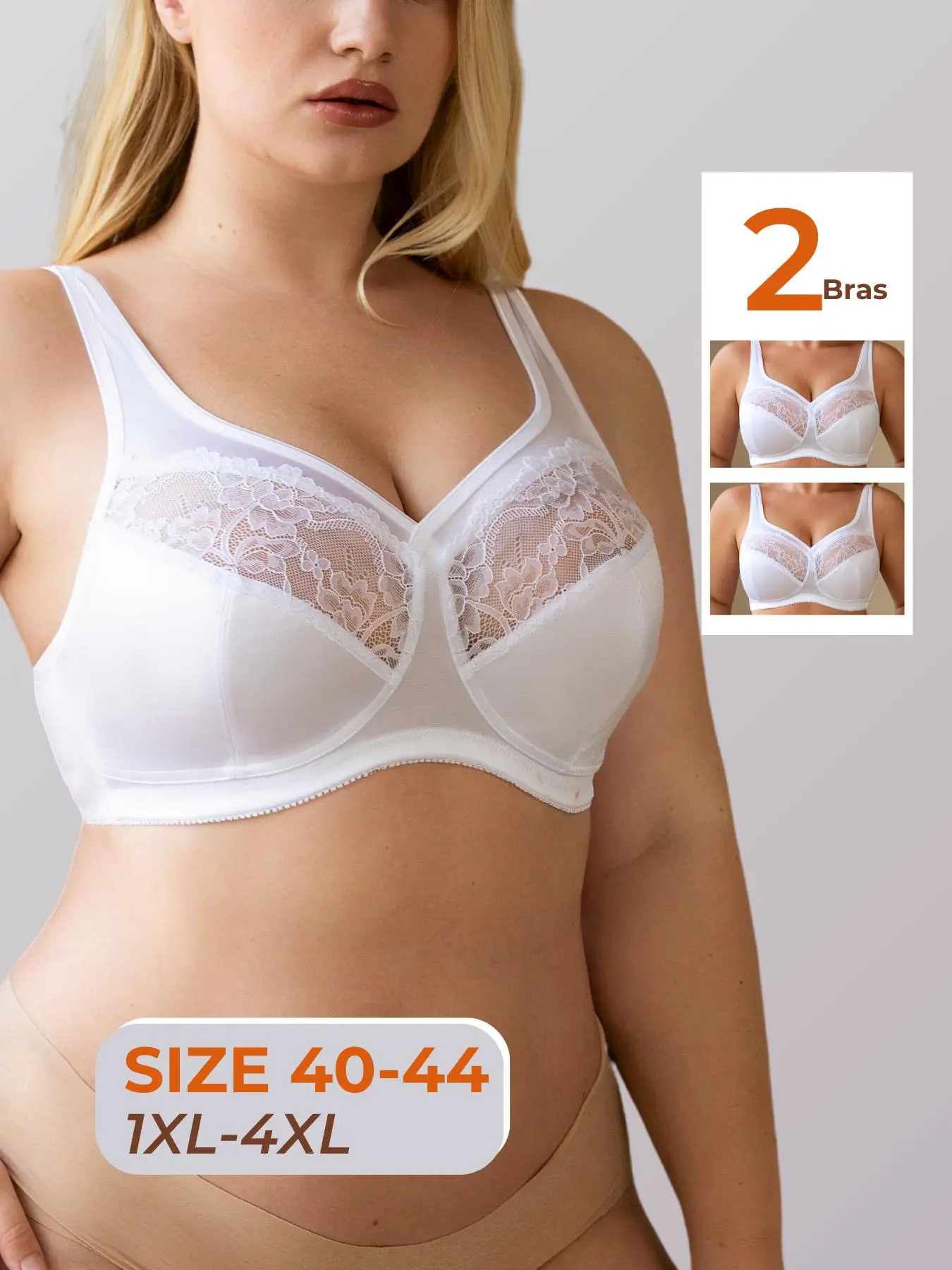 【Plus Size】Floral Lace Unlined Bras, Breathable Comfortable Wireless Bra for Daily Wear, Women's Plus Size Lingerie for All Seasons