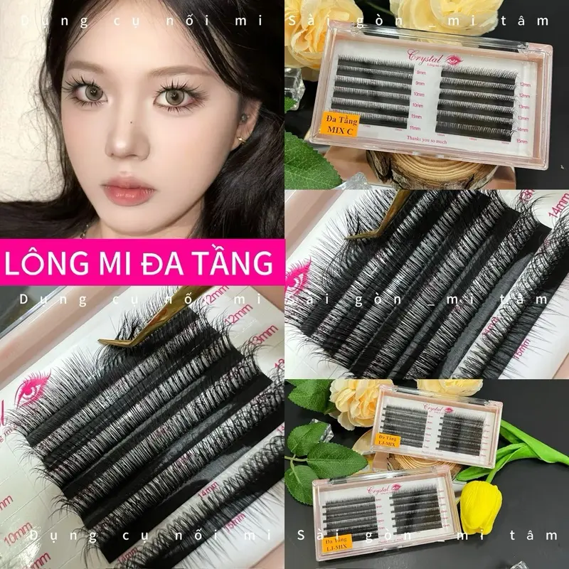 Lông Mi Đa Tầng Mix Size Xu Hướng Hot Tiktok Thời Trang Phong Cách Douyin , lông mi đa tầng trung hoa độ cong C LC LB LJ -xưởng mi xuất khẩu giá rẻ _dụng cụ nối mi sài gòn - Cosmetic