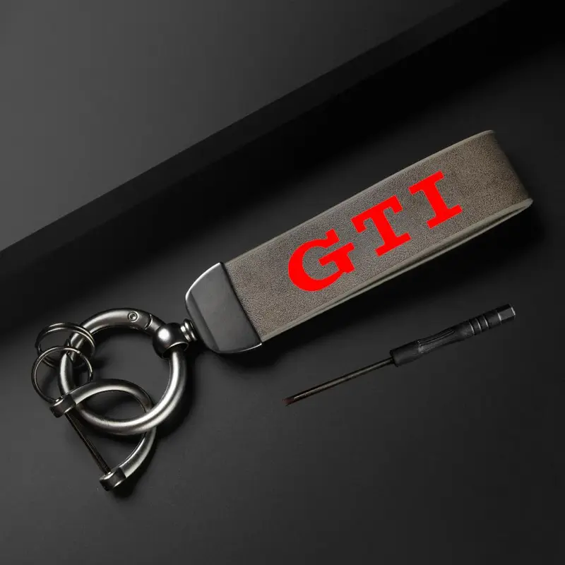 Car Keychain, PU Leather Car Keychain, Simple Design Car Interior Decoration Accessories for VW GTI Badge Golf 3 4 5 6 7 8 MK3 MK4 MK5 MK7 MK8 Rline GTE 2