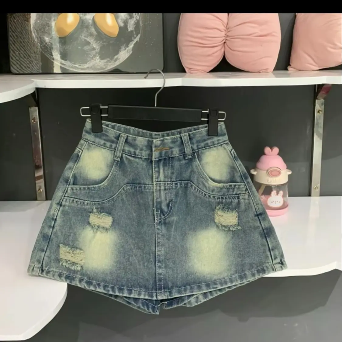 Chân váy jean nữ fom chứ A - rách nhẹ nhàng basic dễ phối đồ MS114