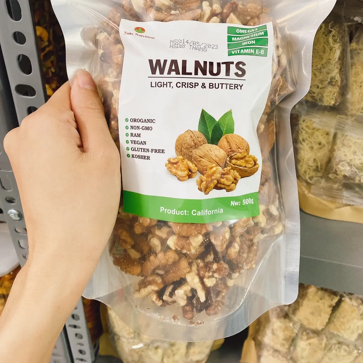 Nhân óc chó vàng sấy chín ăn liền,làm sữa hạt 500g Nuts Food Thức Ăn