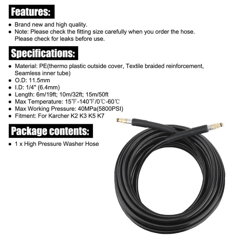 High Pressure Washer Replacement Hose, Auto Washer Hose for Karcher K-series, High Pressure Water Cleaning Pipe, Gifts for Boyfriend, Tool, Washing, Portable, Heavy Duty 3