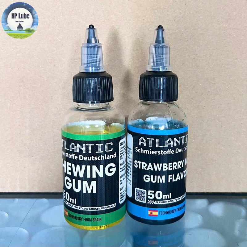 Tinh Dầu Nhớt Thơm Xe 2 Thì 2T ATLANTIC Mùi CHEWING GUM / DÂU ( Xì po, YAZ,...) Chai 50ML