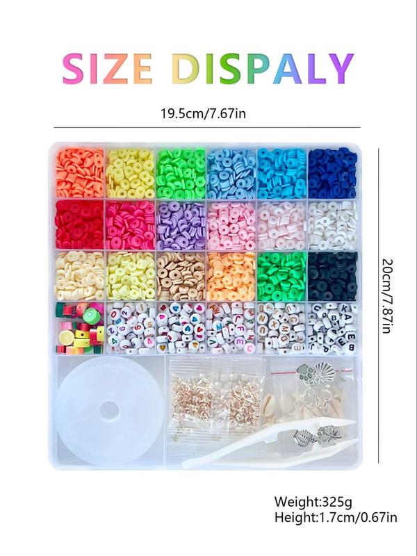 Random 18 Colors Clay Bead Kit, 1 Set DIY Jewelry Making Kit, Including Letter Beads & Spacer Beads for Girls, DIY Jewelry Crafts Gifts 4