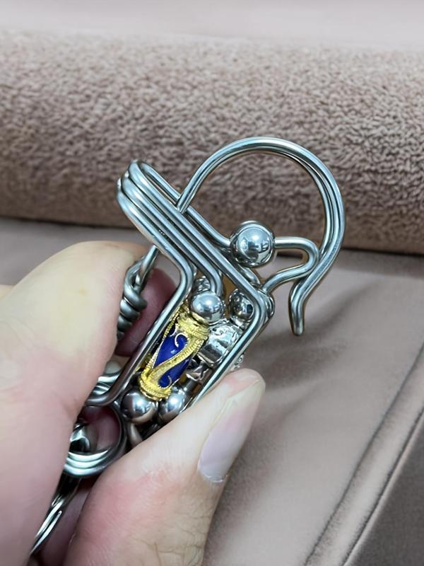 Skull Head Design Keychain, Street Style Steel Wire Keychain for Men, Fashion Accessories for Daily Use As Halloween Gift 2