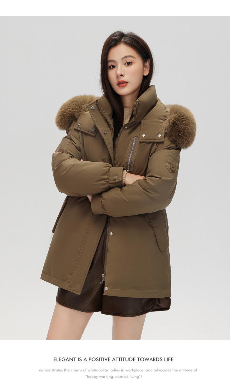 Product Introduction of Fashion Big Fur Collar down Cotton-Padded Jacket Women's Short 2023 New Winter Clothes Small Workwear Thickened Parka Cotton-Padded Jacket 28