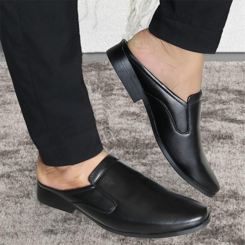 Sục Nam Da Bò Mũi Nhọn Trường Hải  Gót Vuông Cao 4cm Chất Liệu Da Thật S180 Đế Cao Su Không Trơn