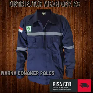 Baju Kerja / Wearpack Atasan/  Lengan panjang/ dongker polos/ APD / Safety Polos