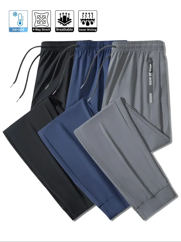 Men's Zipper Sports Joggers, Breathable Quick Drying Pants, Casual Comfy Trousers for Outdoor Workout Running, Clothing, Activewear, Runner Pants 6