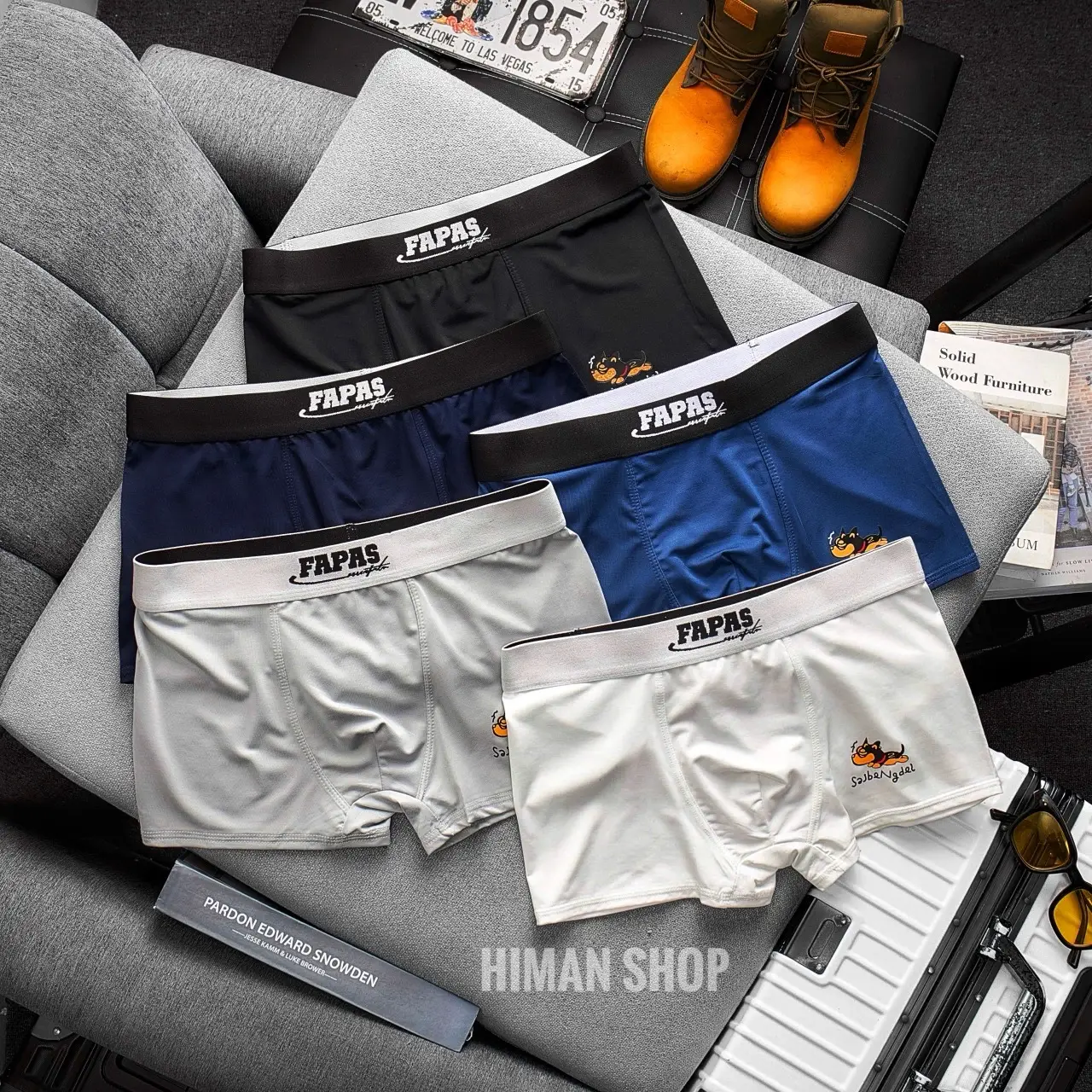 [Hàng Loại 1] Combo Quần Sịp Nam Con Cún, Quần Cạp Nhung Mềm Mịn, Mix 5 Màu, Chất Vải Thun Lạnh Co Dãn 4 Chiều, Ôm Sát Body