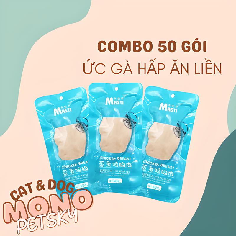 COMBO 50 gói ức gà hấp ăn liền Masti 40g gà hấp