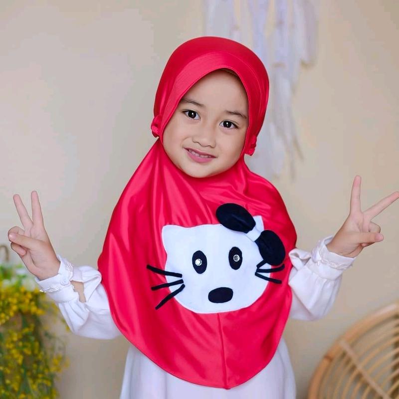 Jilbab Anak Perempuan Kerudung Anak Perempuan PAUD Jilbab Anak TK Terbaru Motif Hello Kitty Muslim Nyaman - Instan 7