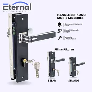 Kunci Pintu Hitam Black List Chrome Tipe T44 Premium Handle Komplit Size Tanggung Besar - Eternal