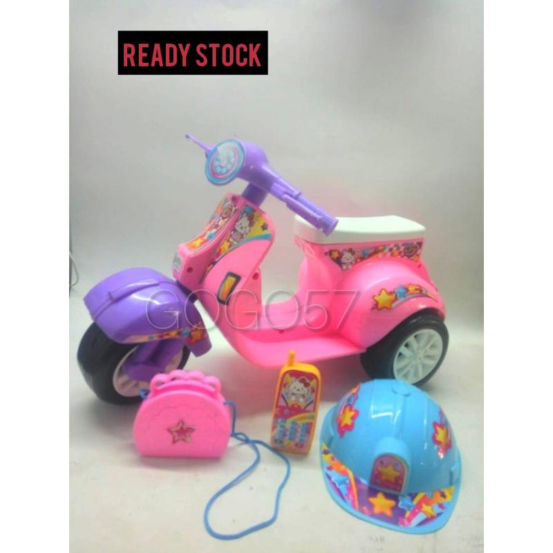 SG TOYS KITTY CAT 567 Mainan Anak Perempuan Motor Vespa Cilik / Vespa Dorong Mini Roda 3 Tiga 3