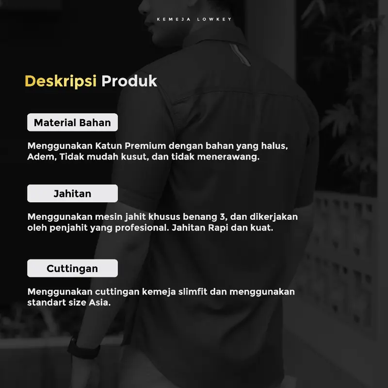 Lowkey Kemeja Pria Dewasa PD 21 Hitam | Kemeja Pria Pendek Kemeja Cowok Dewasa Kemeja Cowok Keren Kemeja Pria Slimfit Kemeja Pria Cowok Kemeja Casual Cowok 2
