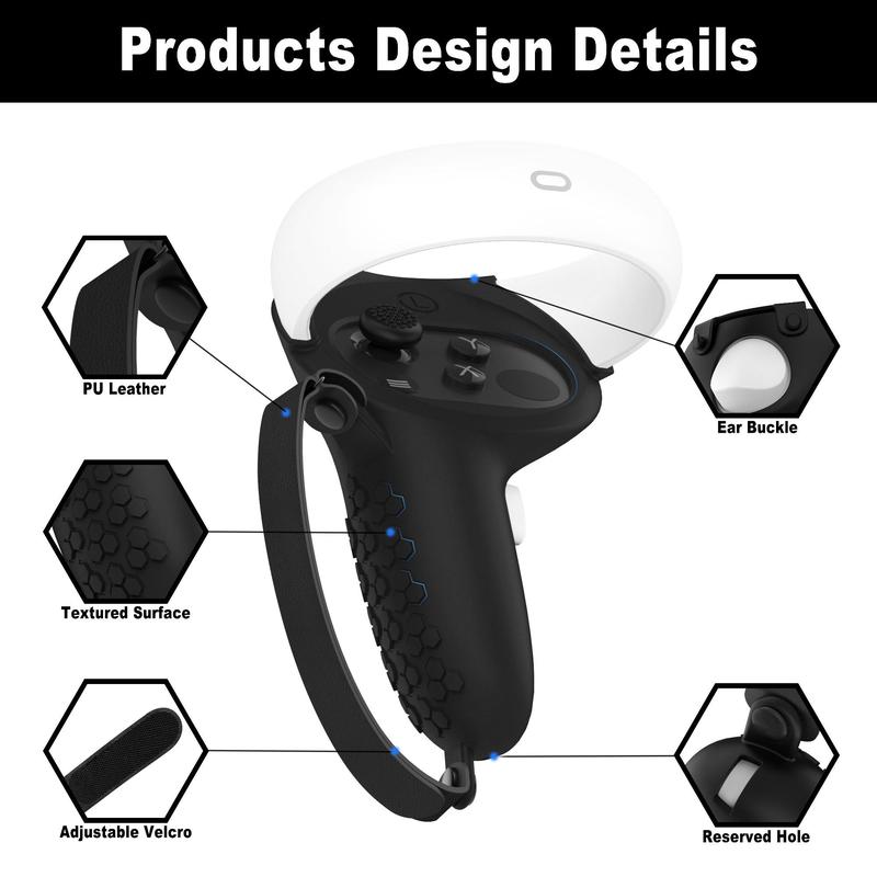 Controller Handle Cover, 1 Pair Anti-slip Controller Handle Protector, VR Touch Controller Cover, Console Accessories for Oculus Meta Quest 2 6