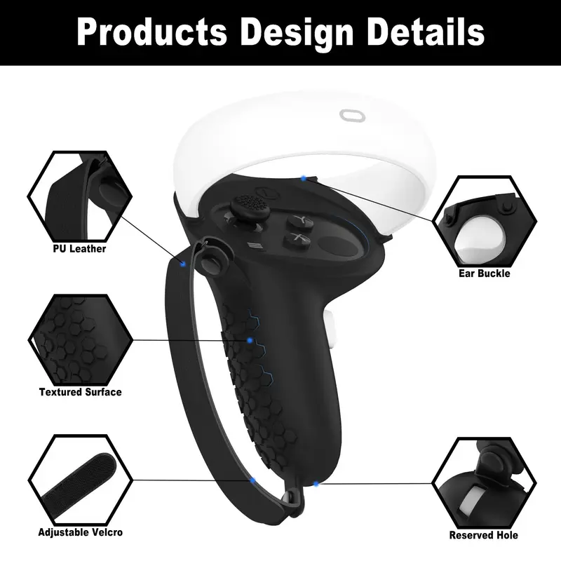 Controller Handle Cover, 1 Pair Anti-slip Controller Handle Protector, VR Touch Controller Cover, Console Accessories for Oculus Meta Quest 2 5