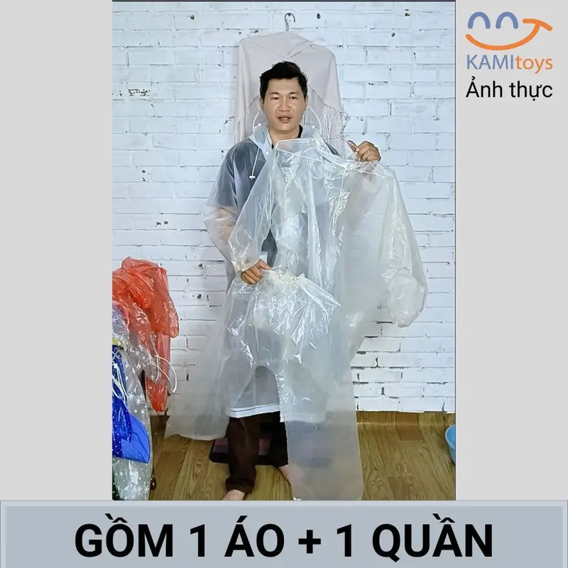 Áo đi mưa và chống gió trong suốt loại Bộ gồm: Quần + Áo đi xe máy hoặc đi bộ mã 79003 1