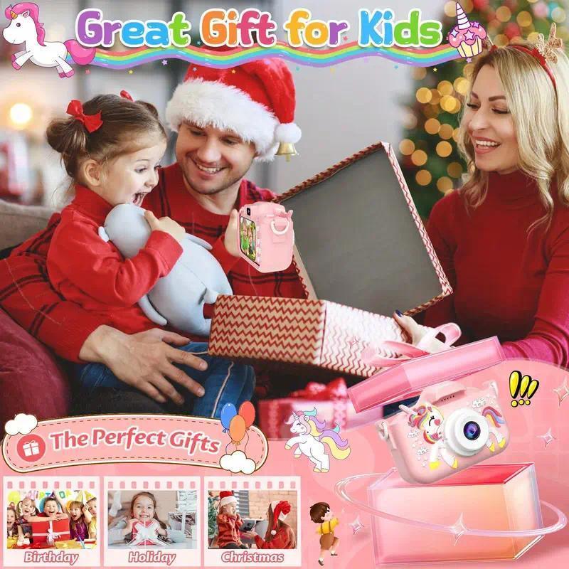 Product Introduction of Unicorn Design Digital Camera with 32GB Card, 1 Set 1080P HD Video Camera, Rechargeable Digital Camera for Boys & Girls Birthday Gift 5