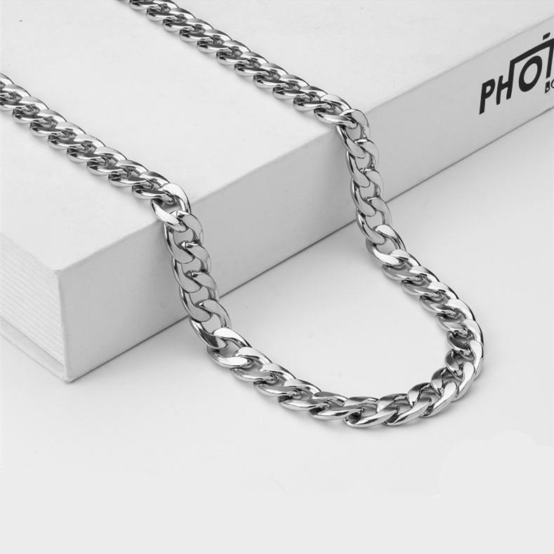Vòng Cổ Cuba Nam, Dây Chuyền NK Bằng Thép Không Gỉ, Vòng Cổ Thép Titan 304, Nữ, Phong Cách Hiphop, Hip Hop Châu Âu, Phụ Kiện Đồ Trang Trí Tự Làm 0