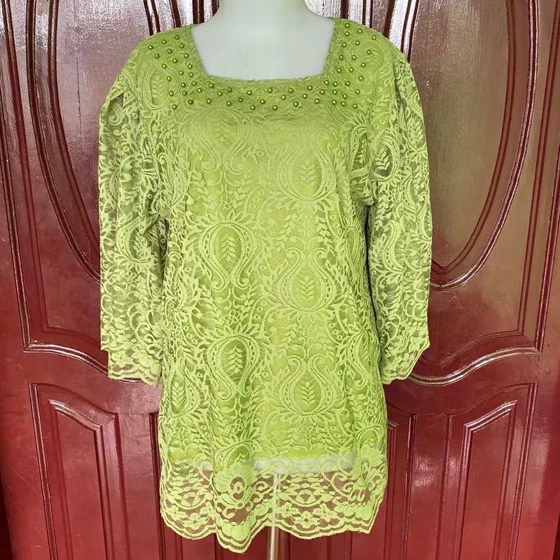 Atasan Blus Brokat Renda Terbaru Tangan Kembang 3