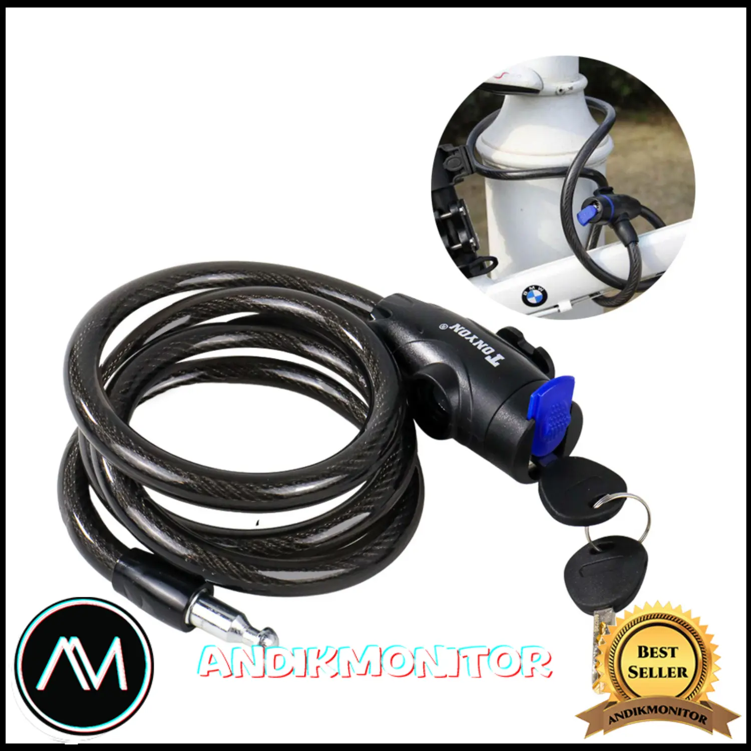 Kunci Gembok Sepeda Anti Maling Tonyon TY588YE Sipral Security Lock Alat Outdoor
