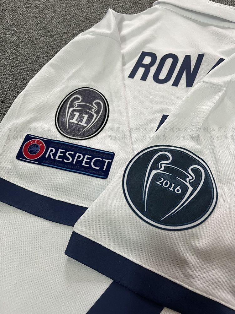Product Introduction of Real Madrid 2016-2017 Home Uniform Champions League Short Sleeve Soccer Jersey No. 7 Cristiano Ronaldo No. 4 Ramos Bale Retro Custom Team Uniform 15