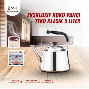 EKSKLUSIF KOKO PANCI - 5 Liter Teko Masak Air Panas Kettle Stainless Steel Premium Quality Teko Siul Gagang Tahan Panas