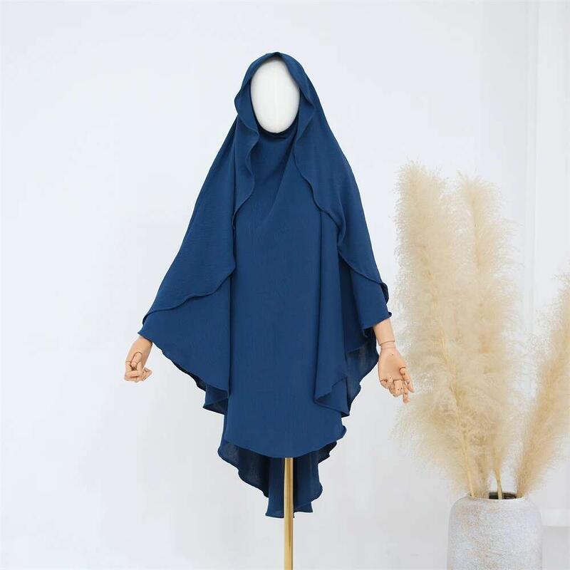 Product Introduction of Ramadan Solid Khimar Abaya Dubai Niqab Turkey Arabic Muslim Hijab Islam Prayer Clothes For Women Djellaba Turban Musulmans Femme 14