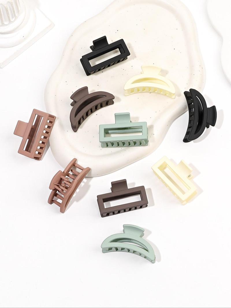 Product Introduction of Simple Plain Geometric Design Hair Claws, Square Semicircle Shaped Casual Mini Hair Claw for Hair Decoration, Casual Versatile Hair Accessories for Women & Girls, Todays Flash Sale Bundles 6
