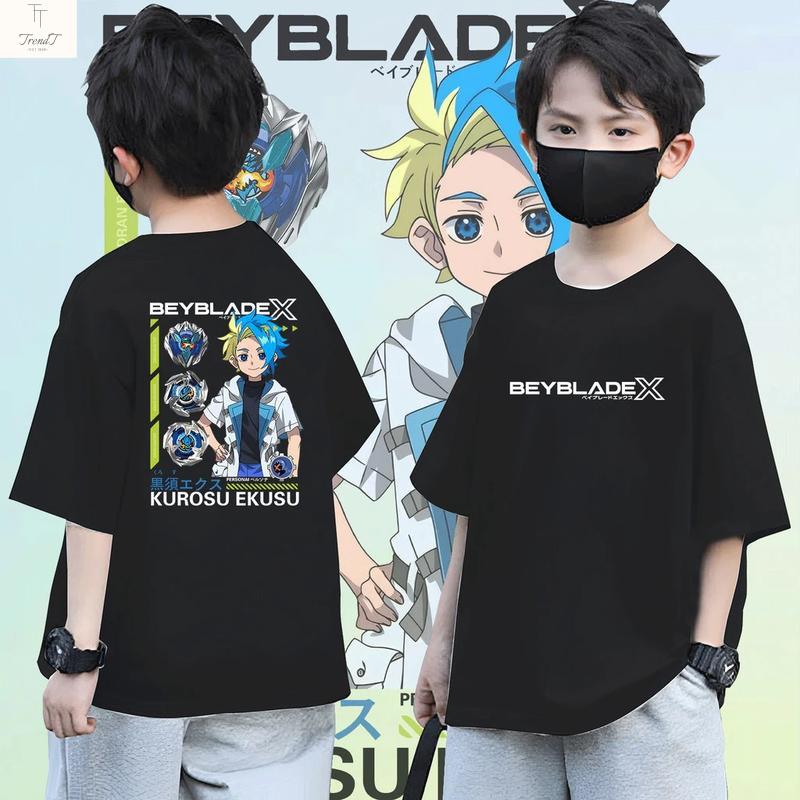 NEW!!! เสื้อ เสื้อยืดเด็ก Kurosu Ekusu Jaxon Cross Beyblade X Kaos เสื้อยืดเด็กผ้าฝ้าย 5 สีใหม่ kaid