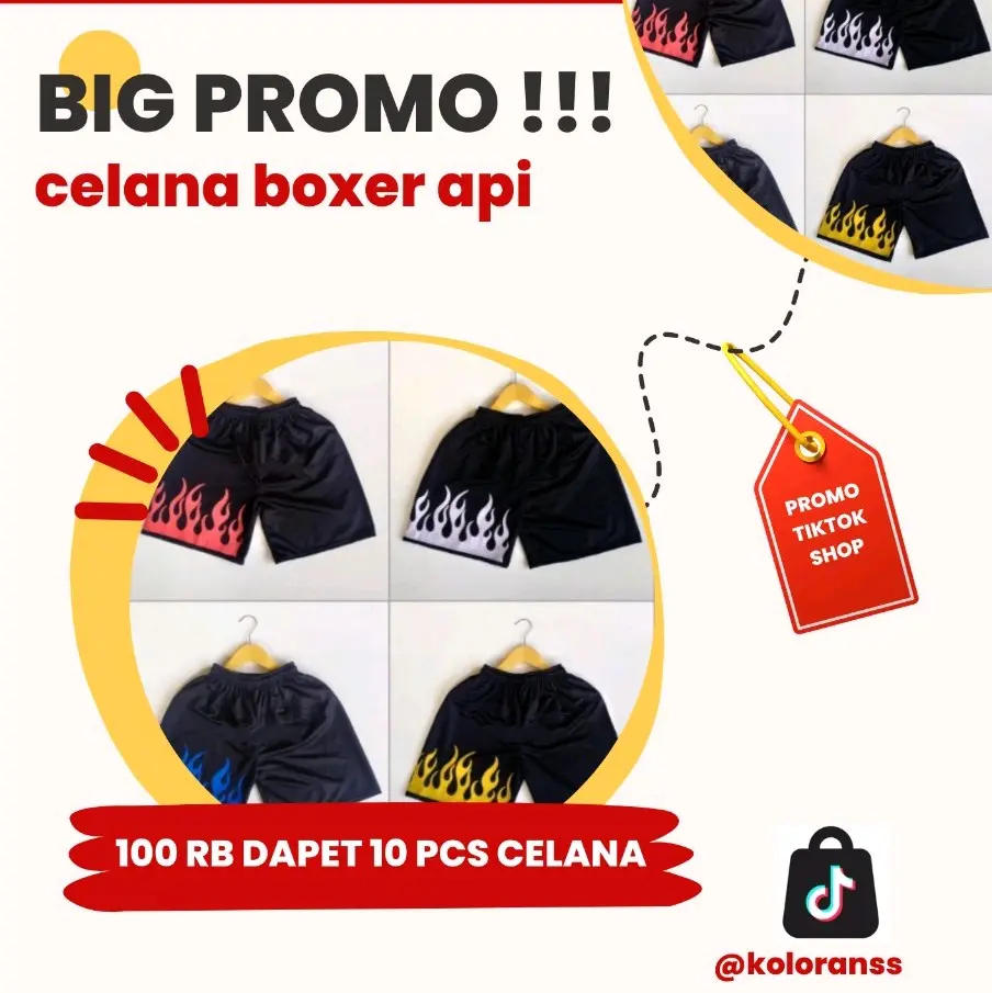 celana BOXER MOTIF API 100 RIBU dapat 10 PCS