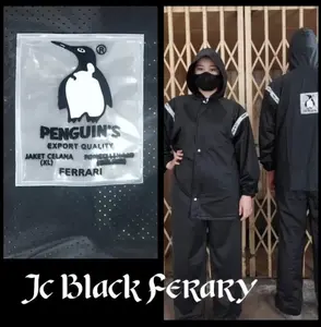 Jas hujan PENGUIN jacket celana Ferary XL BLACK - jas hujan stelan hitam - jas hujan pinguin murah