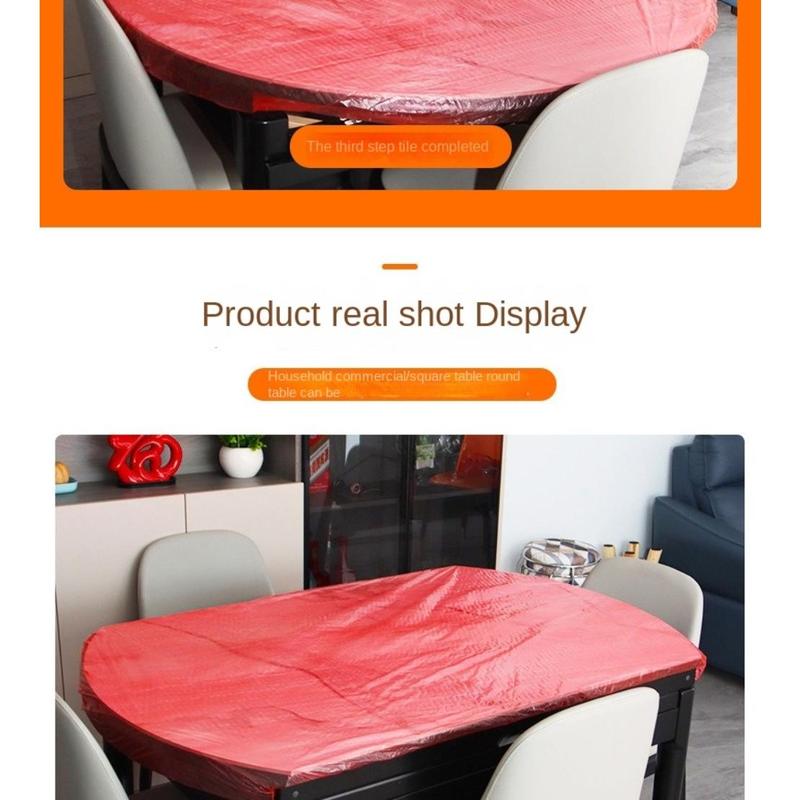 Product Introduction of 10pcs Universal 1.2/1.4/1.6/1.8M Disposable Drawstring Table Cover Waterproof Oil-proof Disposable Tablecloth Thickened Red Round Tablecloths Party Wedding Picnic 34