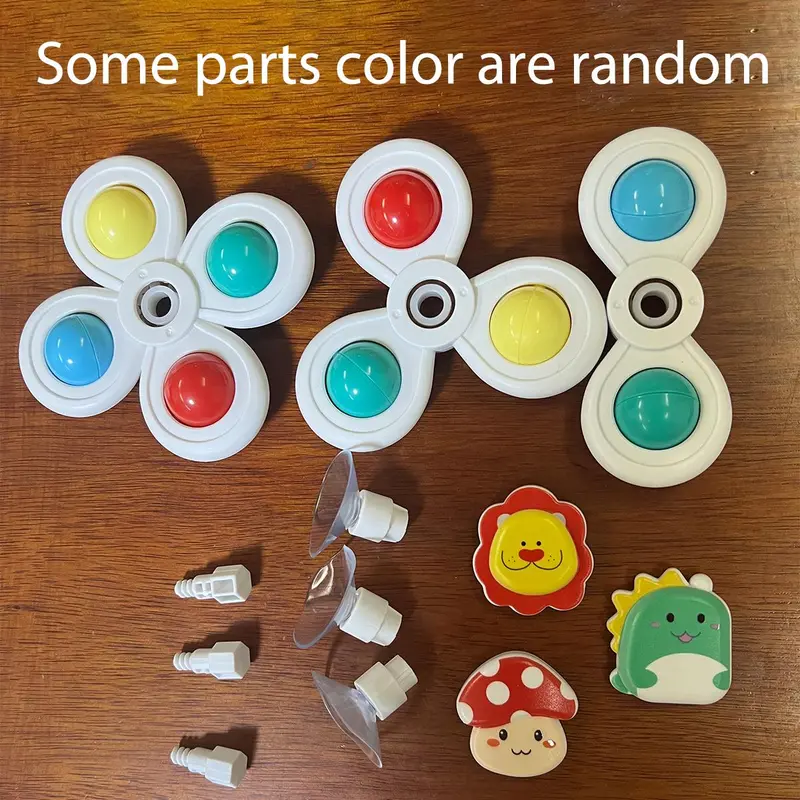 Cartoon Animal Design Suction Cup Spinner Toy, 3 Counts/set Rotating Top Toy, Best Gift Toy 2