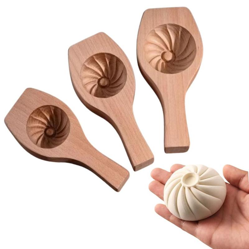 Cao cấp Gỗ nguyên miếng Khuôn baozi bằng gỗ Hướng dẫn sử dụng Không dính Khuôn…