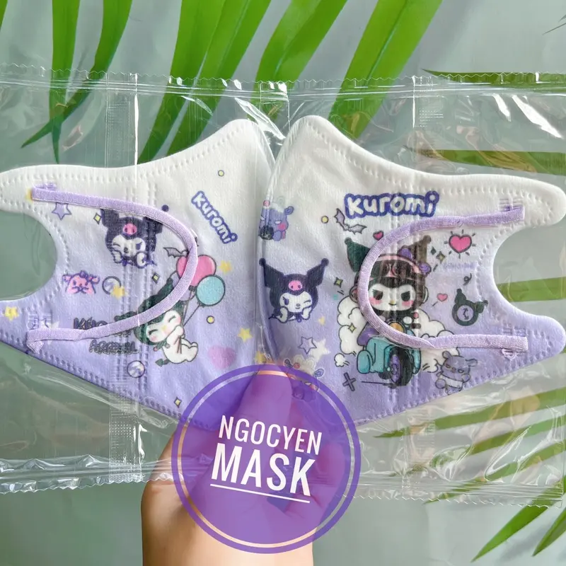 (Kuromi) 2 Size Bé Từ 0-25kg [Túi 10Cái Và Combo 50 Cái] Khẩu Trang 3D Hoạ Tiết Kuromi In Hình Dễ Thương 2 Size Cho Bé (Từ 0-25Kg) Vải Lụa Mềm Mịn 1