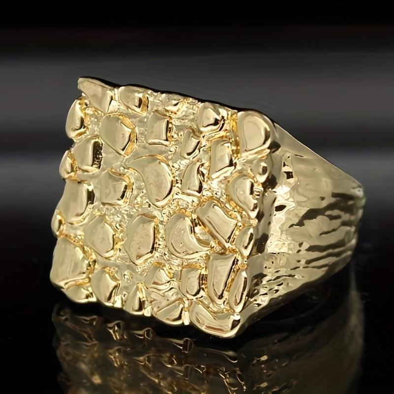 Golden Ring For Men - Simple Style Square Shaped Ring - Casual Jewelry Gift for Men - For Everyday Wear 0