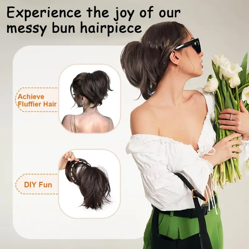 Scrunchie Tóc Đuôi Ngựa Thẳng Lộn Xộn, Phụ Kiện Tóc, Kẹp Tóc Càng Cua Updo, Búi Tóc, Bồng Bềnh Và Tự Nhiên, Mảnh Tóc Giả, Dành Cho Nữ 5