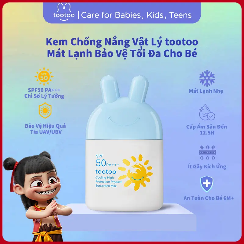 tootoo Kem Chống Nắng Vật Lý Cho Bé tootoo SPF50/PA+++ Mát Lạnh Bảo Vệ Tối Đa Tia UVA/UVB dưỡng ẩm an toàn cho bé