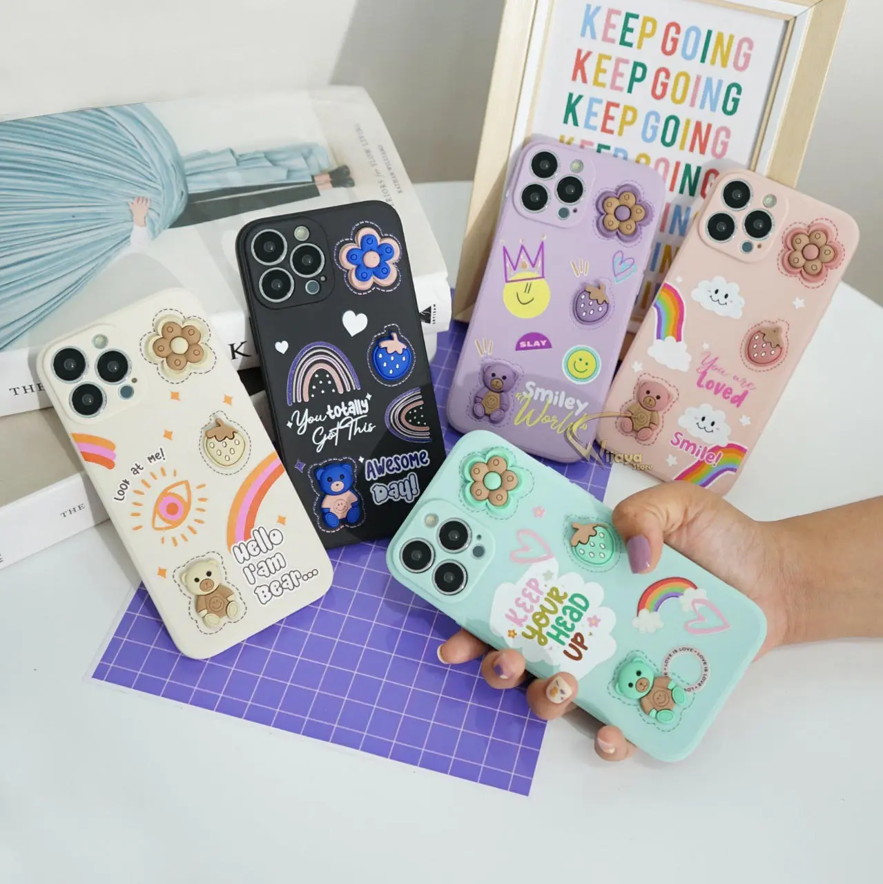 {3D.02} - Case 3D Boneka Timbul For Op'o, S*msung, V*vo, Xi*omi, Iph*ne, Re*lme, Inf*nix Cover Handphone
