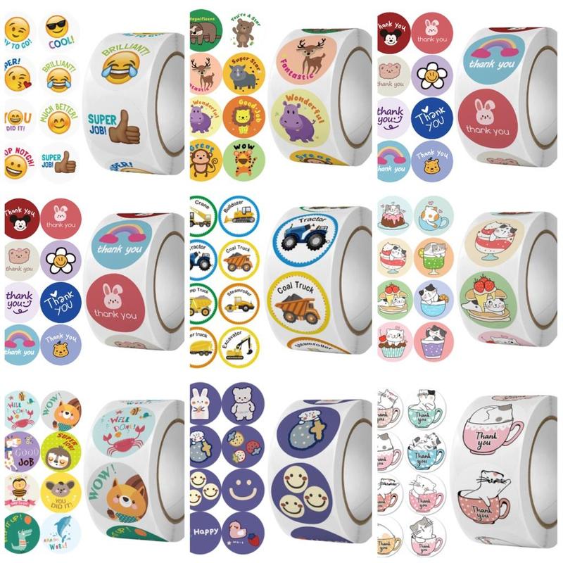 Sticker khen thưởng 500 sticker 1 cuộn tạo hứng thú cho bé học tiếng Anh hàng loại dày in sắc nét