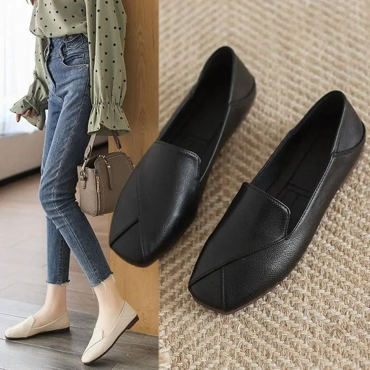 Giày Lười, Phong Cách Anh Quốc, Cho Nữ, Đầu Vuông, Giày Lười, Lofter, Đế Mềm, Da Thật, Đế Mềm, Thích Hợp Cho Phong Cách Cổ Điển Cổ Tích Hoang Dã, Màu Đỏ Lưới, Hợp Xu hướng, Phong Cách Ins Shoes