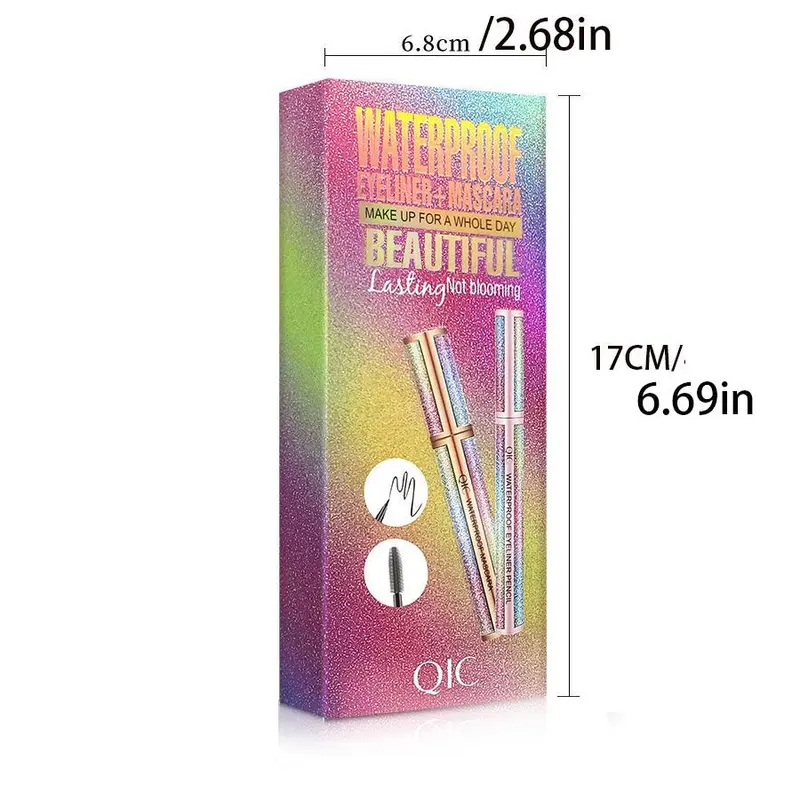 2 in 1 Eyelash & Eyeliner Kit, 2 Boxes(2 Counts/box) Long Lasting Waterprood Eyelash Extensions Mascara & Eyeliner Pen, Eye Makeup Kit for Women 1