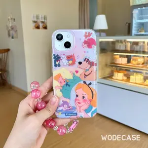 Alice Case - Casing Acrylic Princess dan Rantai Gelang untuk Iphon 11 sampai 14 Pro Max
