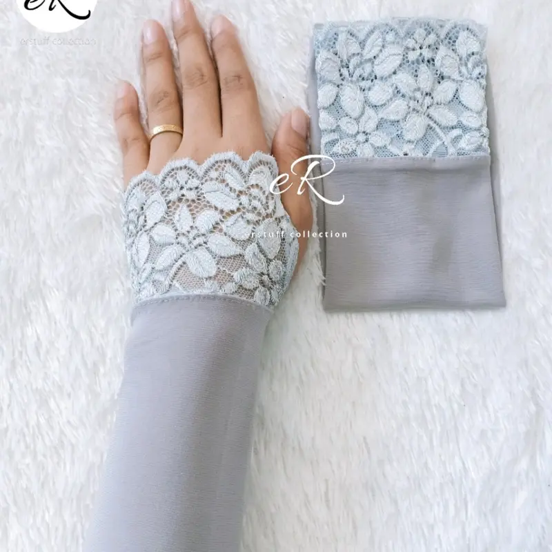 HANDSOCK JEMPOL RENDA BRUKAT SENADA / MANSET WALIMAH CANTIK Muslim Panjang 1